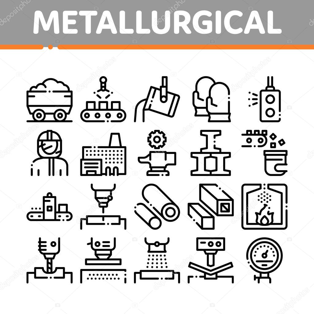 Metallurgical Collection Elements Icons Set Vector