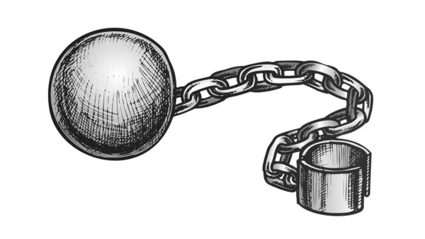 Ball and Chain Prisoner Accessory Retro Vector — Stockový vektor