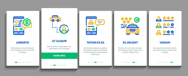 Online-Taxi onboarding Elemente Symbole setzen Vektor — Stockvektor