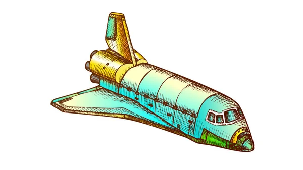 Space Exploring Ship Shuttle Color Vector — Stockový vektor