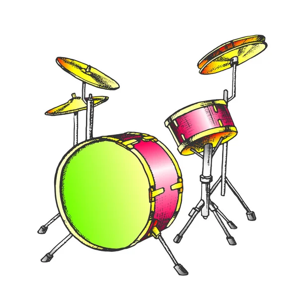 Ritmo del tamburo Strumento musicale Vettore di colore — Vettoriale Stock