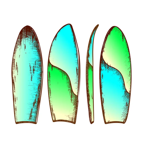 Surfbrett in verschiedenen Farben eingestellt Vektor — Stockvektor