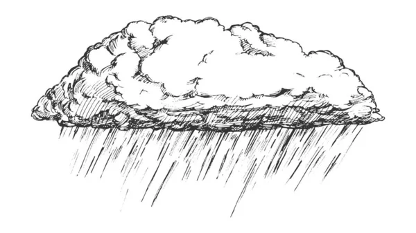 Rainy Cloud And Falling Water Drop Retro Vector — Stock Vector