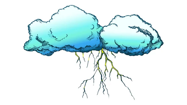 Storm Cloud With Flash Lightning Color Vector — Stock Vector