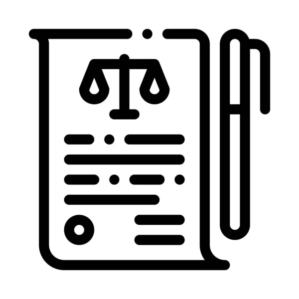List papíru a pera v soudním právu a ukázka vektoru ikon — Stockový vektor