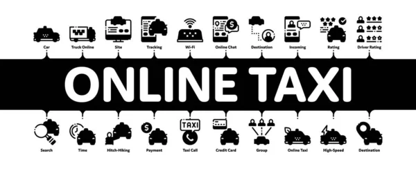 Online-Taxi minimal Infografik Banner Vektor — Stockvektor