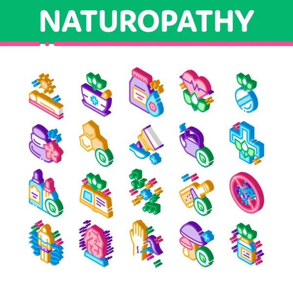 Παραδοσιακή Naturopathy Medicine Εικόνες Set Vector Ισομετρική Φυσικοπάθεια Εναλλακτική Θεραπεία — Διανυσματικό Αρχείο