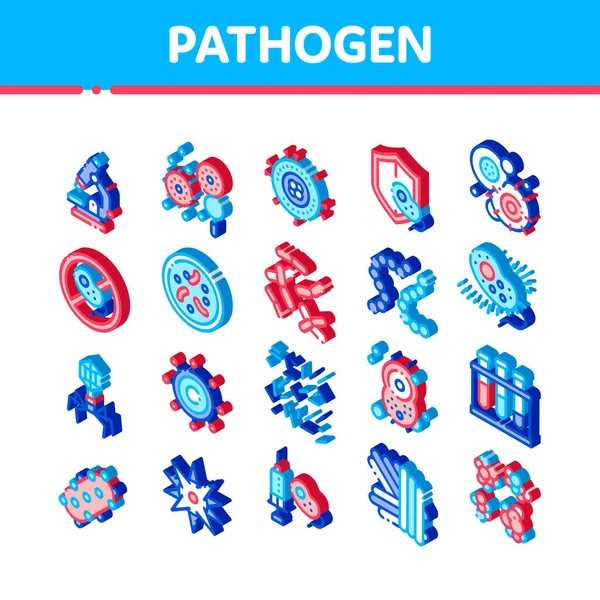 Pathogen Elements Vector Sign Icons Set Pathogen Bacteria Microorganism Microbes — 스톡 벡터