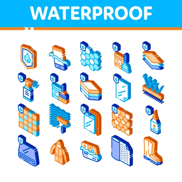 Wasserdichte Materialien Vector Icons Set Isometrisches Wasserdichtes Material Für Den — Stockvektor