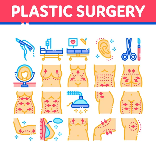 Plastische Chirurgie Clinic Collection Icons Set Vector Schere Und Skalpell — Stockvektor