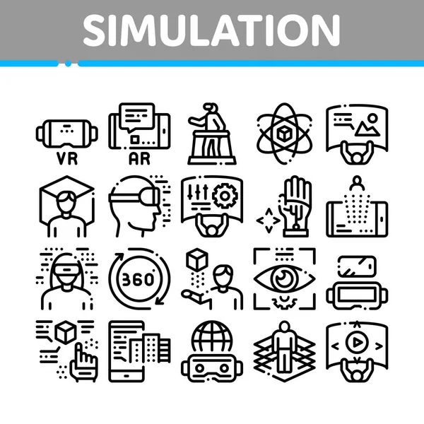 Szimulációs Berendezések Gyűjteménye Ikonok Beállítása Vektor Virtuális Valóság Szemüveg Szimulációs — Stock Vector