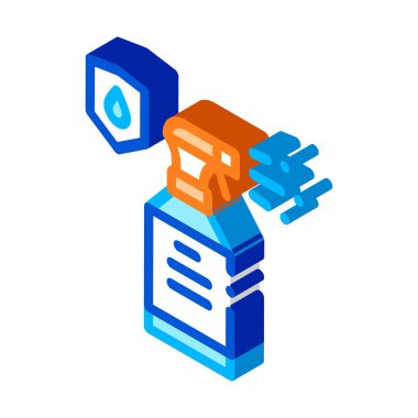 Su geçirmez madde spreyi vektör izometrik işareti. renk izole edilmiş sembol çizimi