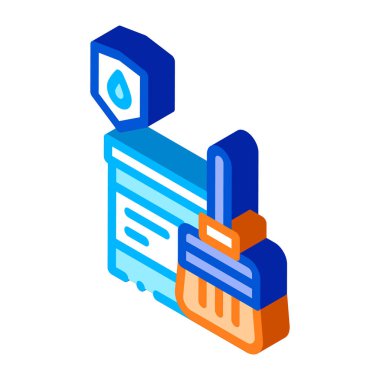 Suya dayanıklı madde vektör izometrik işareti. renk izole edilmiş sembol çizimi