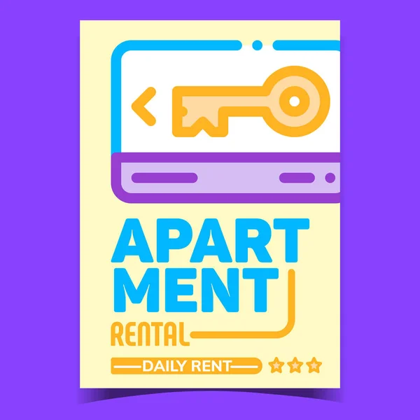 Bérlés Apartment Creative Promo Banner Vector Apartman Elektronikus Kulcs Kártya — Stock Vector