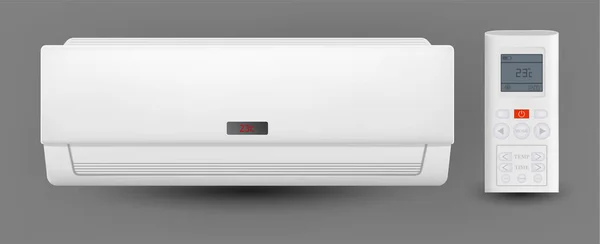 Klimaanlage Mit Fernbedienungsvektor Kühlung Und Heizung Block Der Klimaanlage Für — Stockvektor