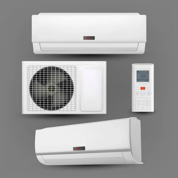 Klimaanlage Mit Regelsatz Vektor Externe Und Raum Block Von Klimaanlage — Stockvektor
