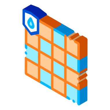 Suya dayanıklı Dalle vektör izometrik işareti. renk izole edilmiş sembol çizimi