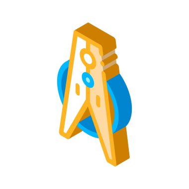 Çamaşır Hizmetleri Giysileri Peg vektör izometrik işareti. renk izole edilmiş sembol çizimi