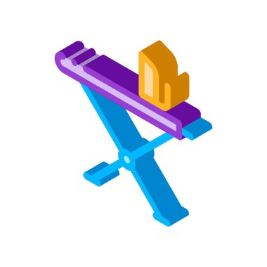 Çamaşır Hizmetleri Ütü Ekipmanı Vektör İzometrik İşareti. renk izole edilmiş sembol çizimi