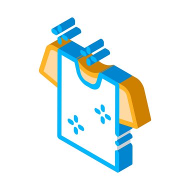 Çamaşır Servisi tişört vektör izometrik işaretini yıkadı. renk izole edilmiş sembol çizimi