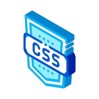 Kodlama Dili CSS Sistemi vektör izometrik işareti. renk izole edilmiş sembol çizimi