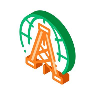 Petrol-Derrick Gezegeni Problem vektör izometrik işareti. renk izole edilmiş sembol çizimi