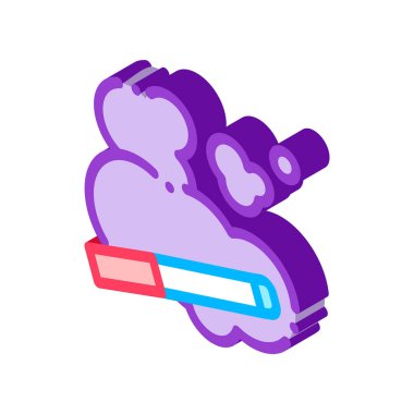 Sigara ve Smoke Steam izometrik ikon vektör illüstrasyonu