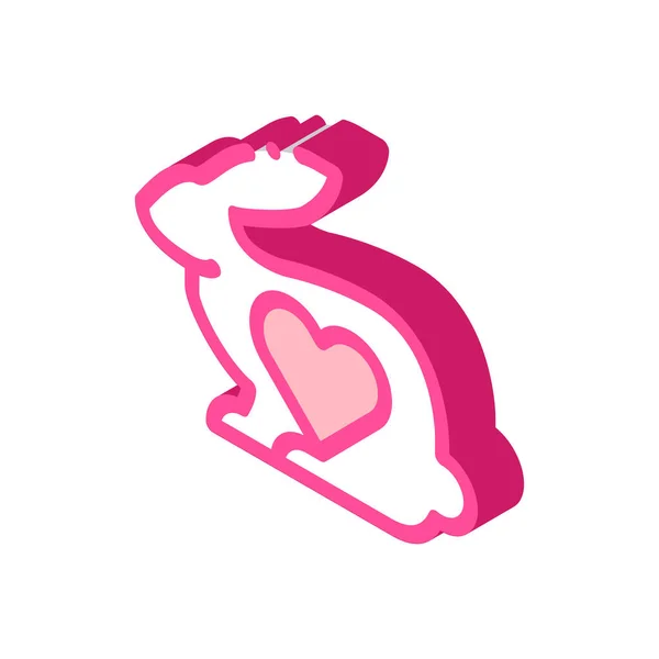Animal Rabbit Heart Vektor Isometrisches Zeichen Farbe Isoliert Symbol Illustration — Stockvektor
