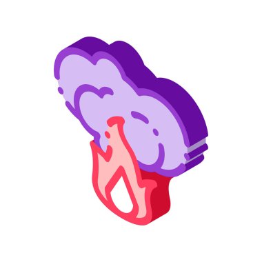 Smoke Wildfire izometrik ikon vektör illüstrasyonuyla Ateş