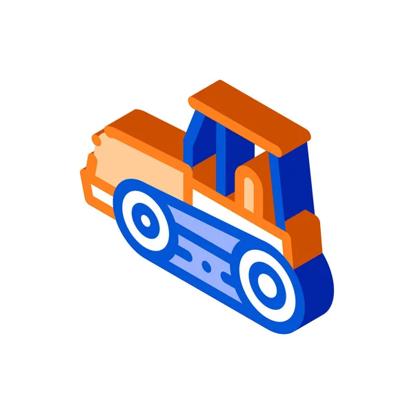 Hernyó traktor Jármű izometrikus ikon vektor illusztráció — Stock Vector