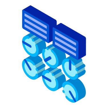 Su Hidroliği Mühendislik İstasyonu izometrik ikon vektör çizimi