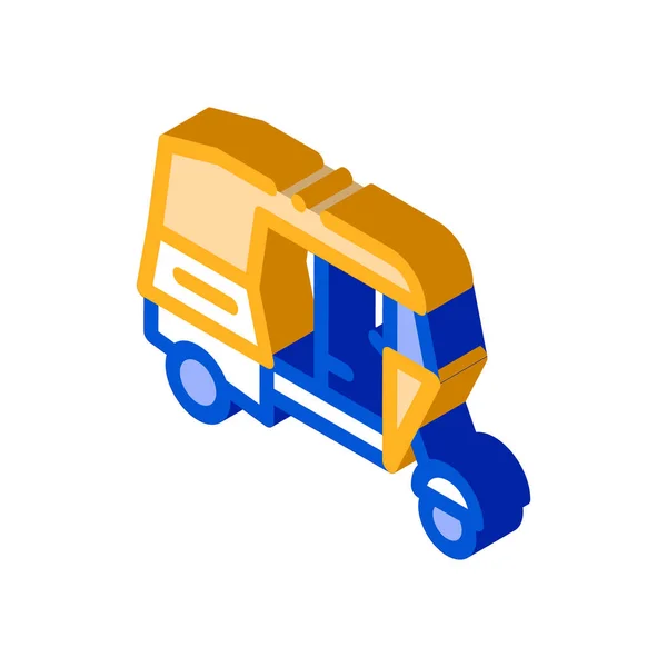 Openbaar vervoer Rickshaw isometrische pictogram vector illustratie — Stockvector