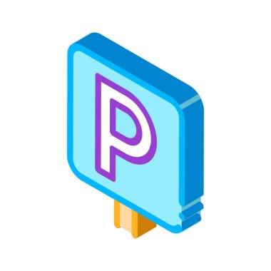 Otomobil Park Panosu izometrik ikon vektör illüstrasyonuName