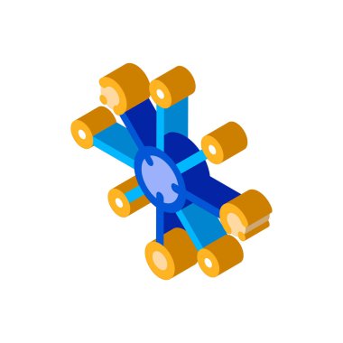 Mikroskobik Bakteri Germ izometrik ikon vektör çizimi