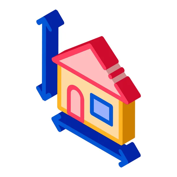 Tamanho da casa Altura e largura isométrica ícone vetor ilustração —  Vetores de Stock