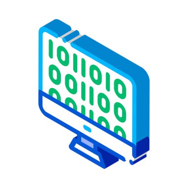 Yapay Zeka İkili Kod izometrik ikon vektör çizimi