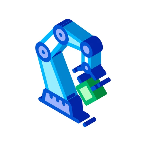 Mechanik Robot Doprava Jeřáb izometrické ikony vektorové ilustrace — Stockový vektor