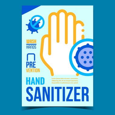 El Dezenfektanı Yaratıcı Reklam Sancakları Vektörü. Hijyenik Dezenfektan Antibakteriyel Jel Temizleyicisi Reklam Posteri. Hijyen Ürünleri Tasarım Modeli Renk Çizimi