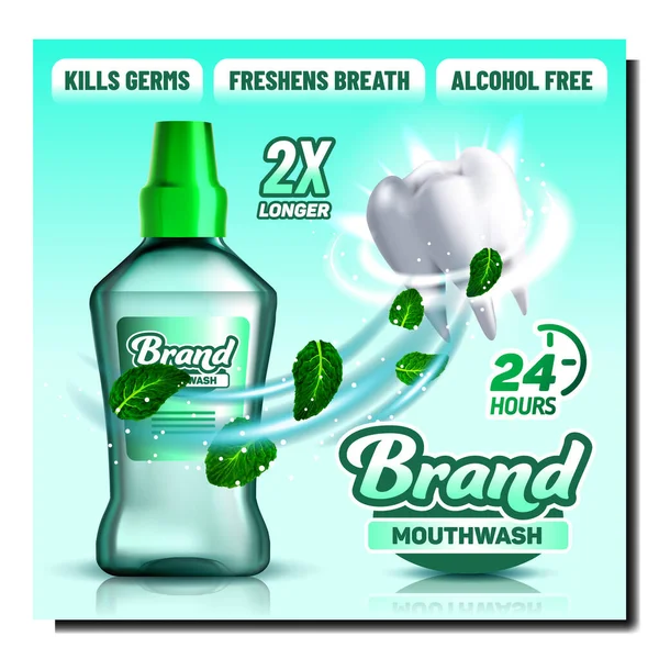 마우스 Liquid Blank Package Promo Poster Vector Mouthwash Bottle Natural — 스톡 벡터