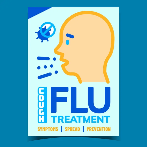 Flu Cough Treatment Creative Promo Banner Vector Gejala Flu Manusia - Stok Vektor