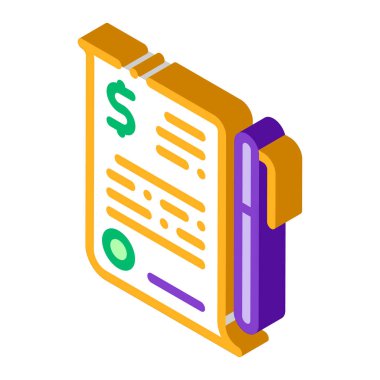 Mali Belge Dosya Anlaşması Kalem vektörü izometrik işareti. renk izole edilmiş sembol çizimi