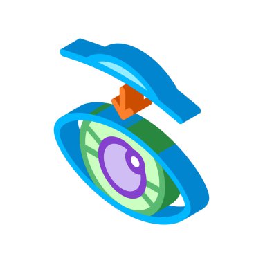 Eldeki Bilgi Çipi biyomateryal vektör izometrik işareti. renk izole edilmiş sembol çizimi