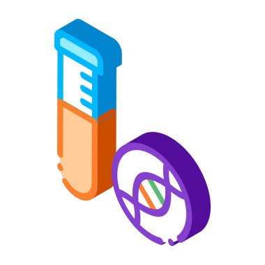 Sıvı Biyomateryal vektör izometrik işaretli cam şişe. renk izole edilmiş sembol çizimi