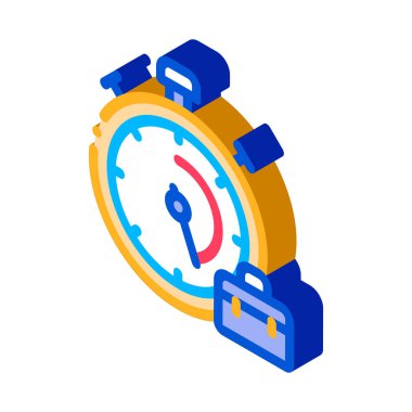Stopwatch ve bavul Agile Element vektör izometrik işareti. renk izole edilmiş sembol çizimi