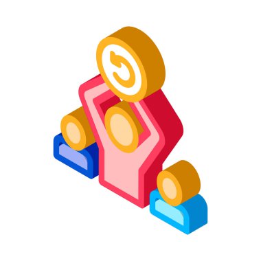 Siluet Adam 'ın Kafası Çevik İşaret Vektörü İzometrik İşaretinde Tutuluyor. renk izole edilmiş sembol çizimi