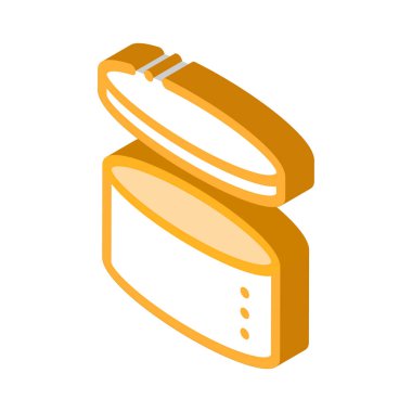 Pasta Şapkası Yuvarlak Karton Paket Vektör İzometrik İşareti. renk izole edilmiş sembol çizimi