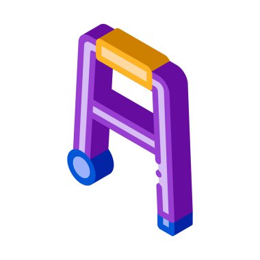 Walker Ortopedik Ekipmanı ve Rollers vektör izometrik işareti. renk izole edilmiş sembol çizimi