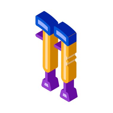 Ortopedik koltuk değneği tıbbi ekipman vektör izometrik işareti. renk izole edilmiş sembol çizimi