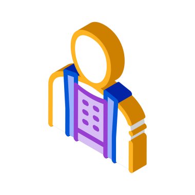 Omurga Destek Vektörü izometrik işareti için ortopedik kemer. renk izole edilmiş sembol çizimi