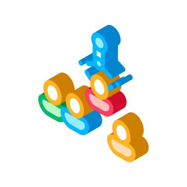 İnsan Siluetleri Ekibi İş Bulma Vektörü İzometrik İşareti. renk izole edilmiş sembol çizimi